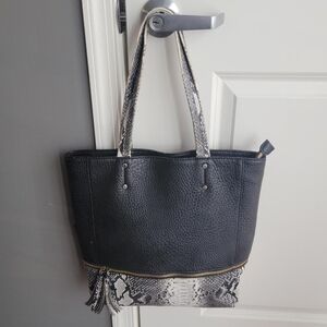 Black and Snake Print Tote Bag